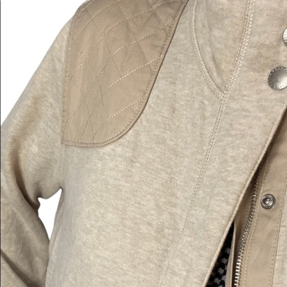 Preppy Button& Zip Sweatshirt Jacket with Patch Shoulder Size 2XL / Lauren RL - Picture 7 of 14